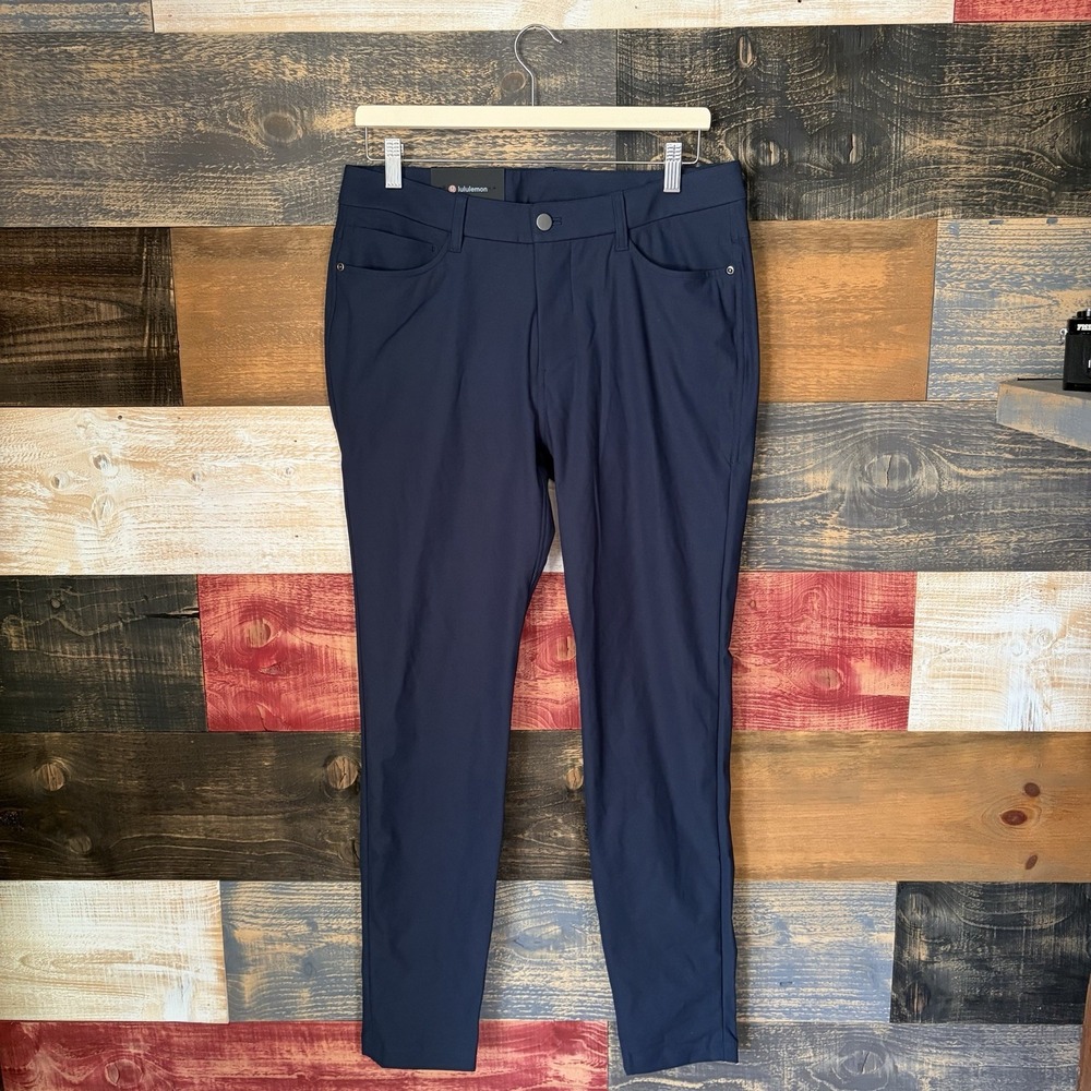 Lululemon ABC 5 Pocket Pant 32x32 Navy Blue Warpstreme Skinny Fit Mens